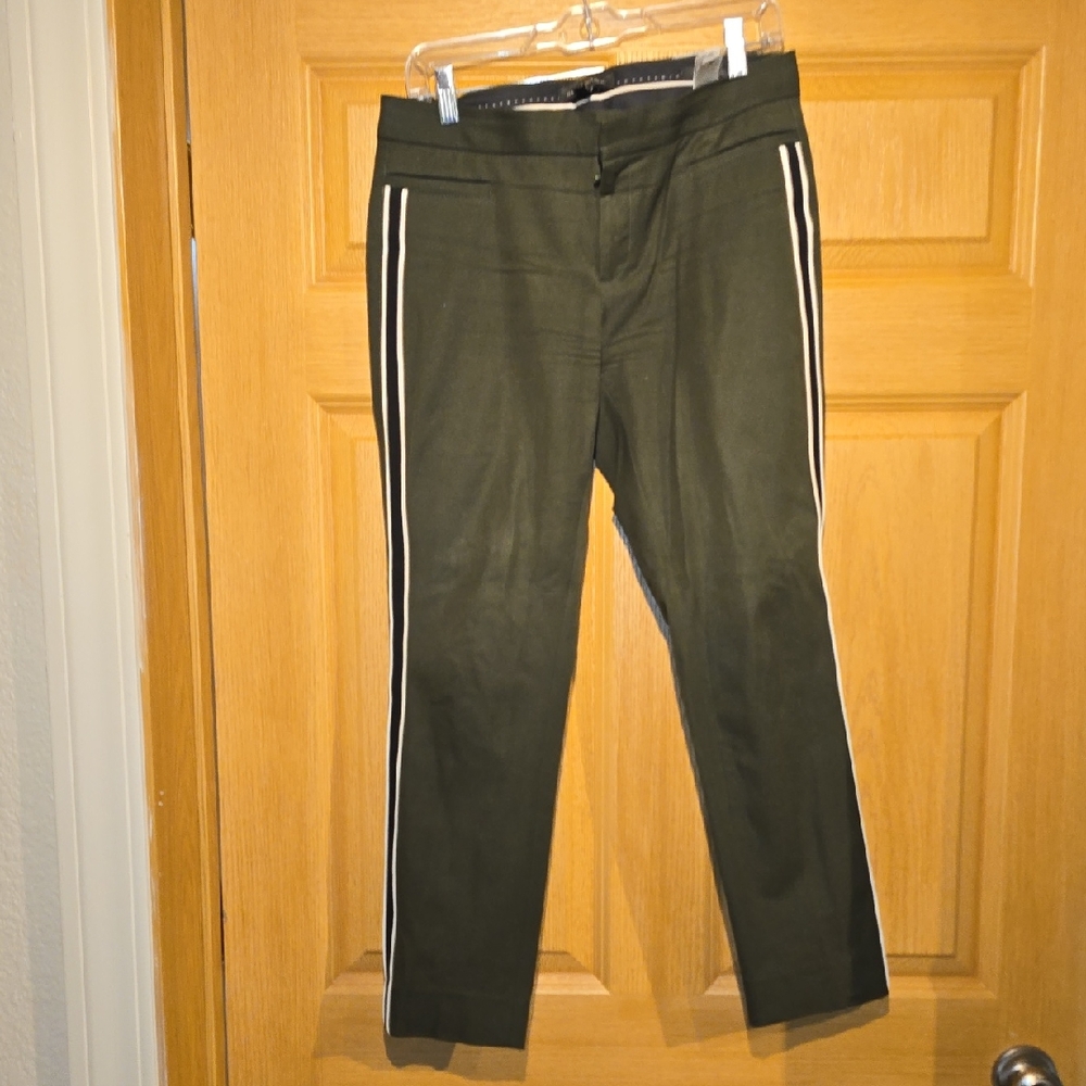 Banana Republic Olive Green Slim Pants with White Side Stripes